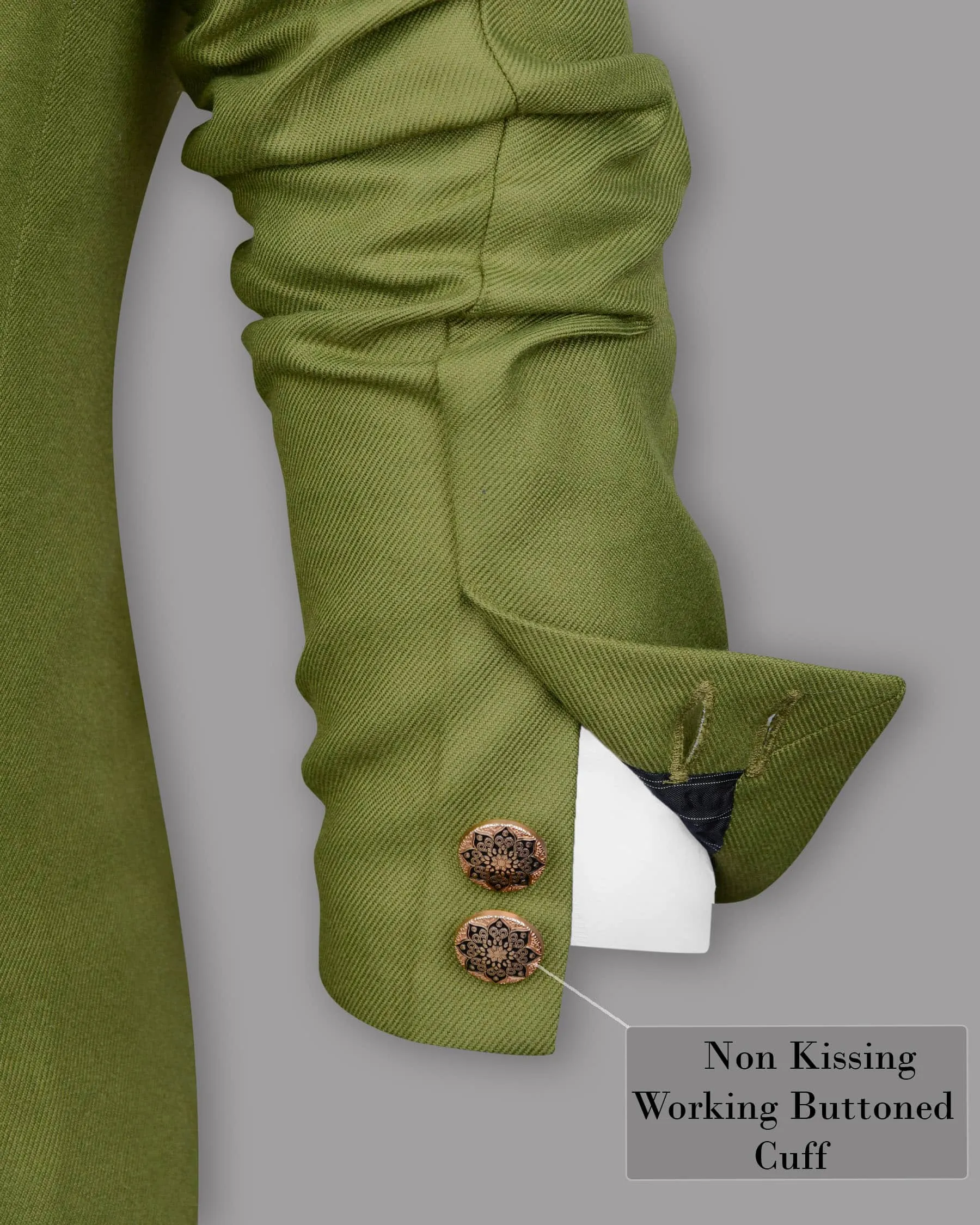 Pesto Green Bandhgala/Mandarin Blazer