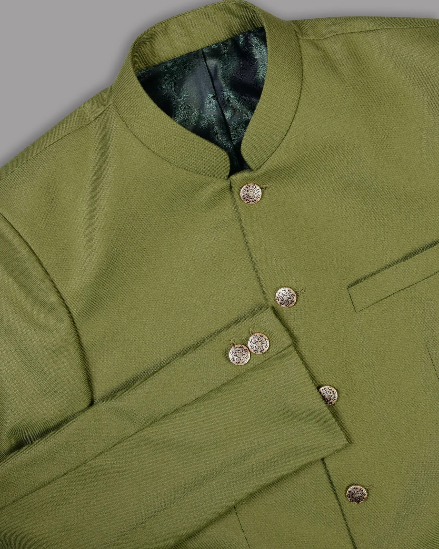 Pesto Green Bandhgala/Mandarin Blazer