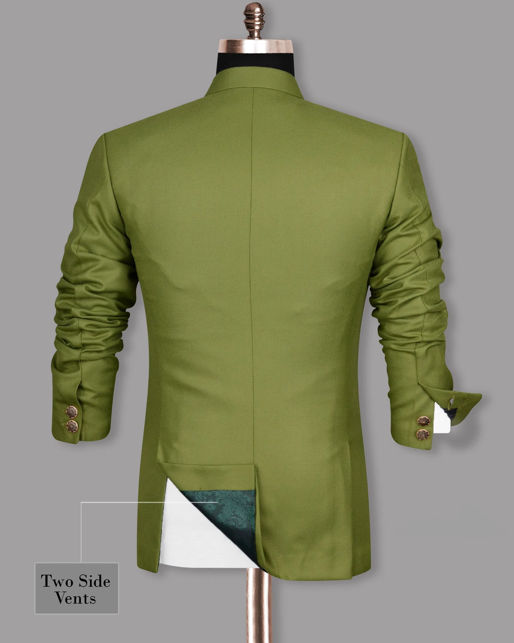 Pesto Green Bandhgala/Mandarin Blazer