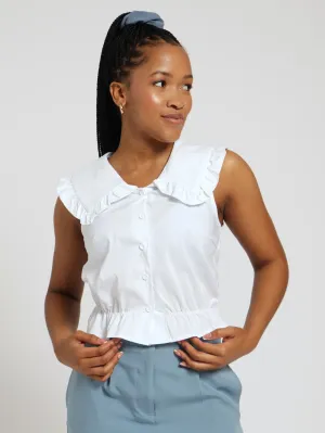 Peter Pan Peplum Blouse - White