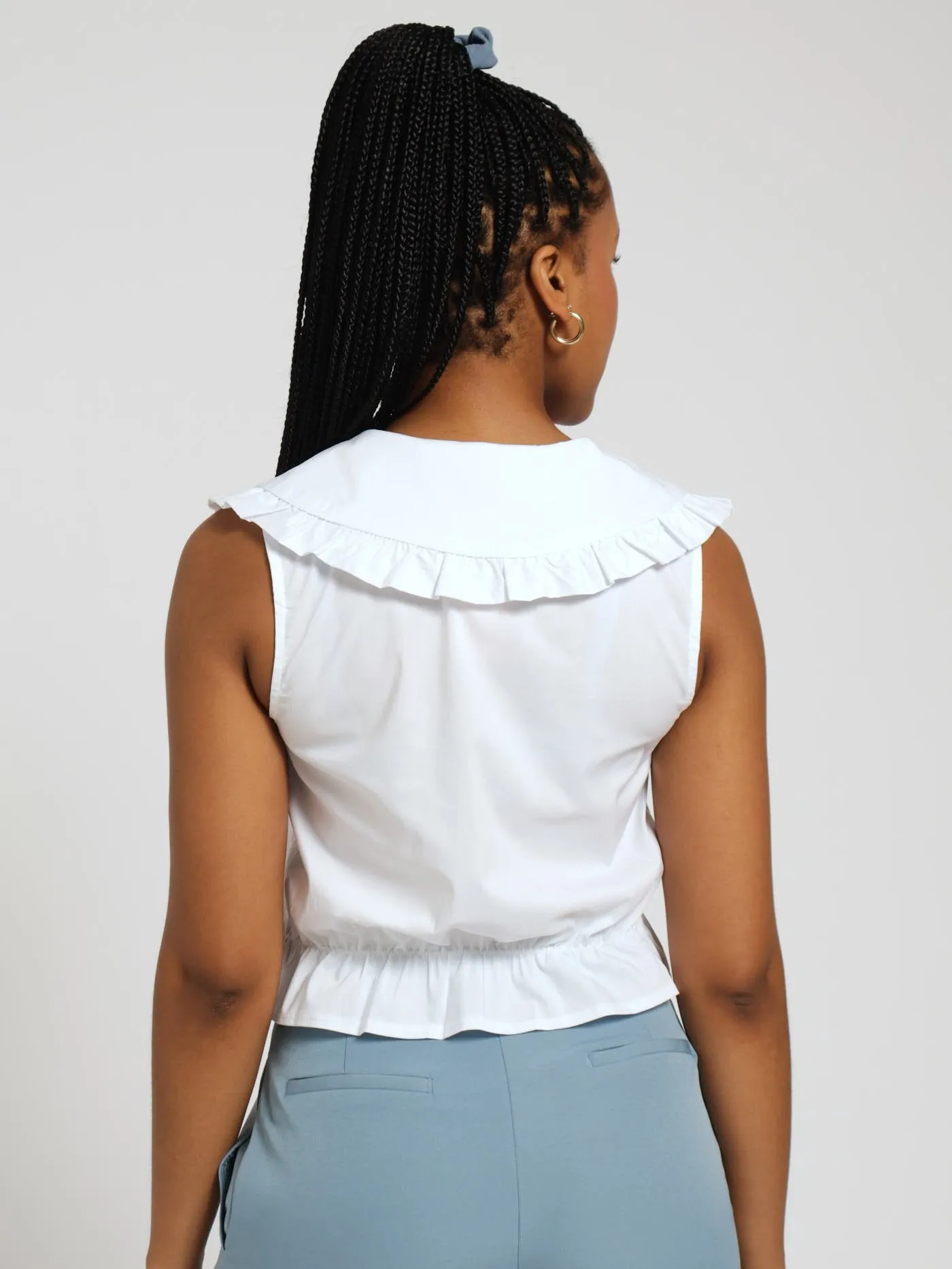 Peter Pan Peplum Blouse - White
