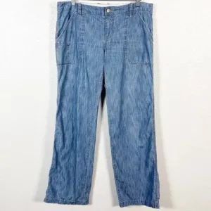 Pilcro and the Letterpress Blue Cotton Straight Leg Carpenter Pants