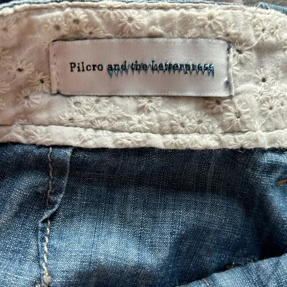 Pilcro and the Letterpress Blue Cotton Straight Leg Carpenter Pants