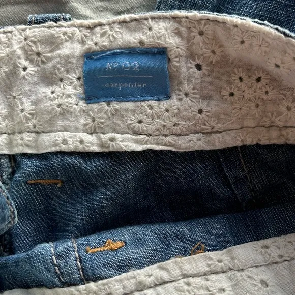Pilcro and the Letterpress Blue Cotton Straight Leg Carpenter Pants
