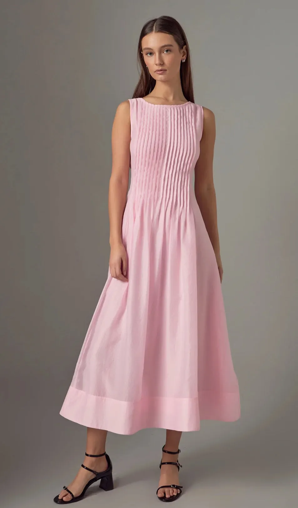 Pink Pintuck Organza Midi