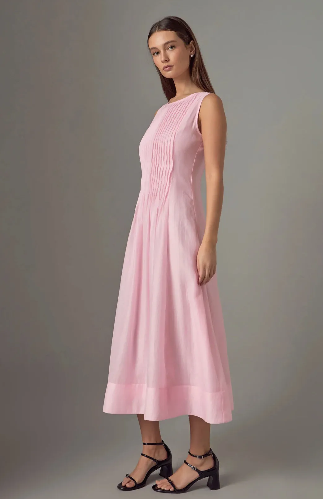 Pink Pintuck Organza Midi