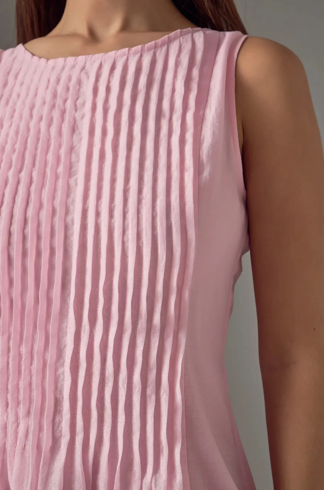 Pink Pintuck Organza Midi