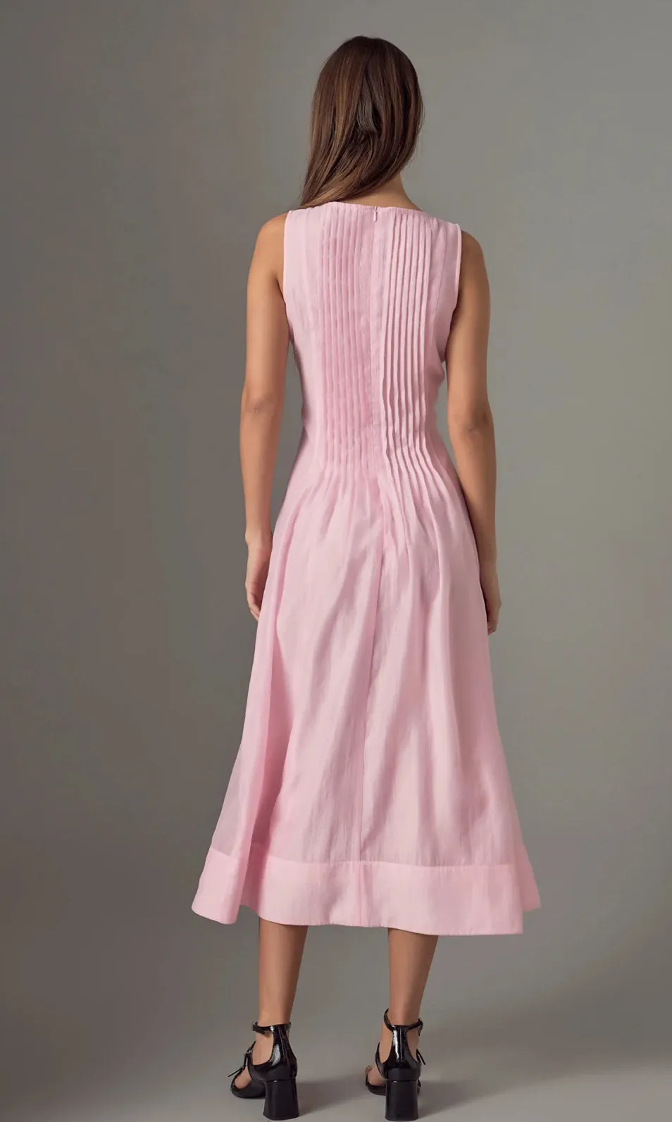Pink Pintuck Organza Midi
