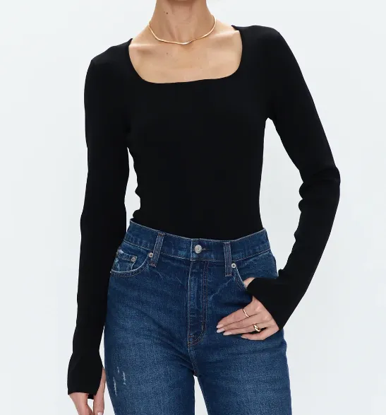Pistola Jenny Square Neck Bodysuit - Noir