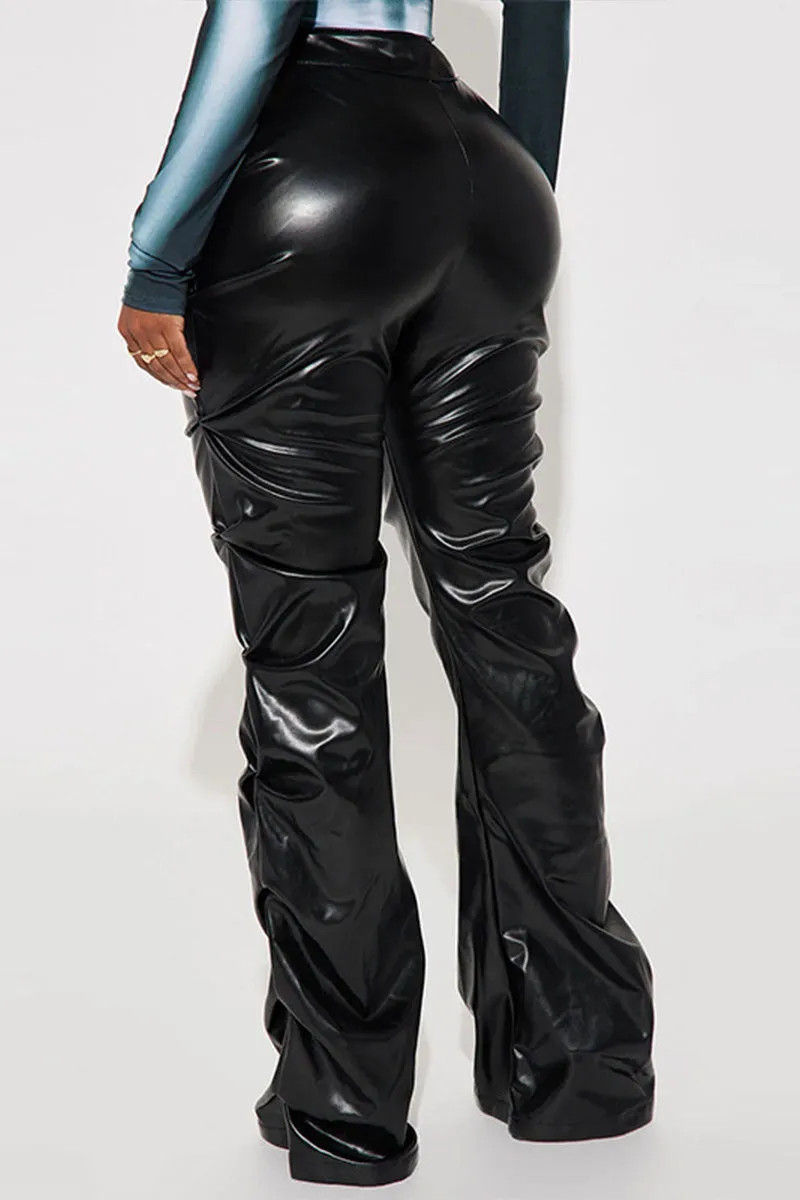 PJ604 Faux Leather High-Rise Pants