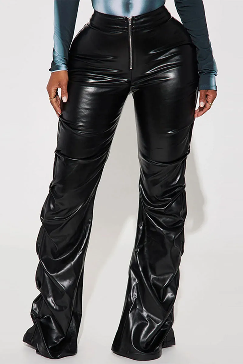 PJ604 Faux Leather High-Rise Pants