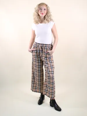 Plaid Drawstring Waist Pants