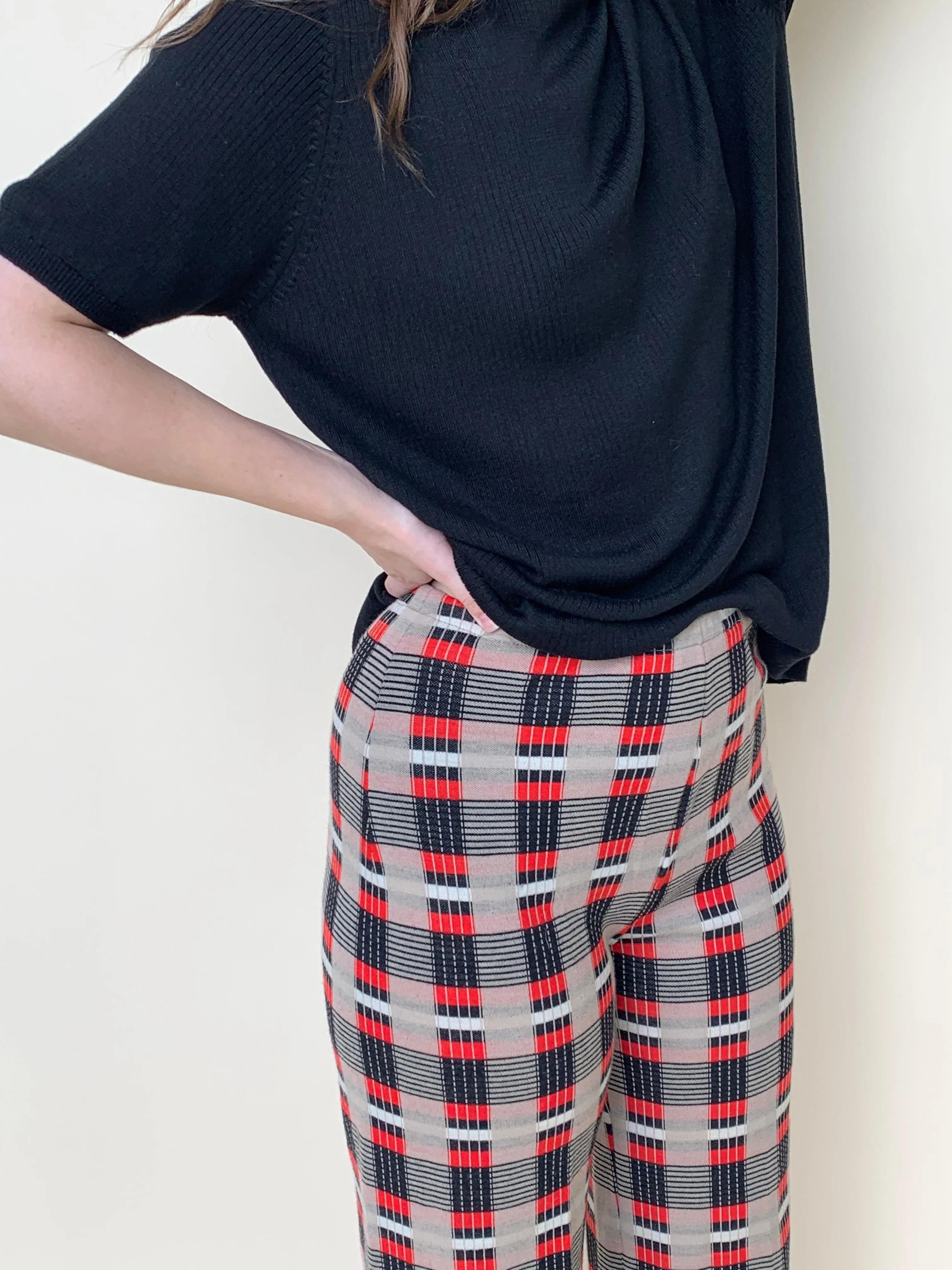 Plaid vintage knit pants
