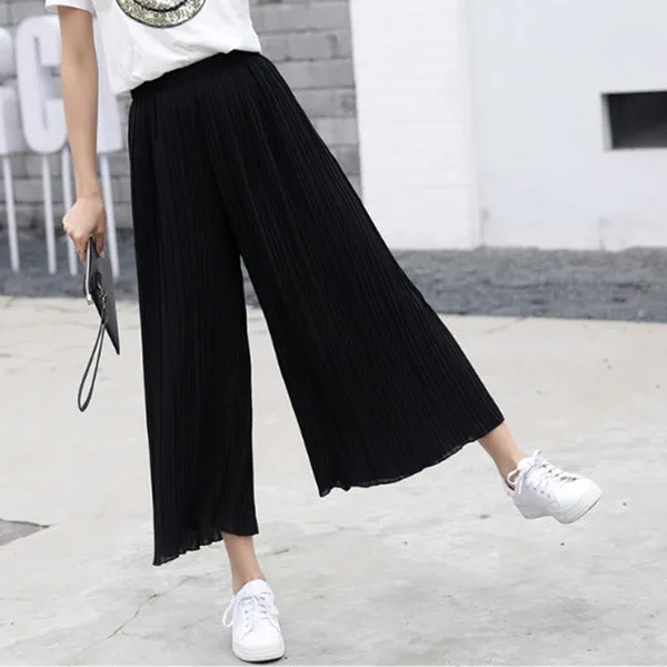 Pleated Chiffon Trousers Suit-dress High Leisure Women Nine Part Pants