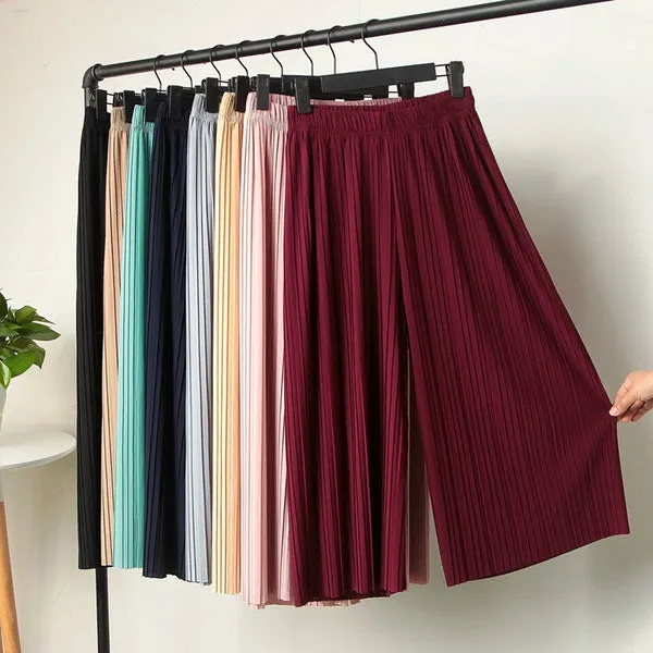Pleated Chiffon Trousers Suit-dress High Leisure Women Nine Part Pants