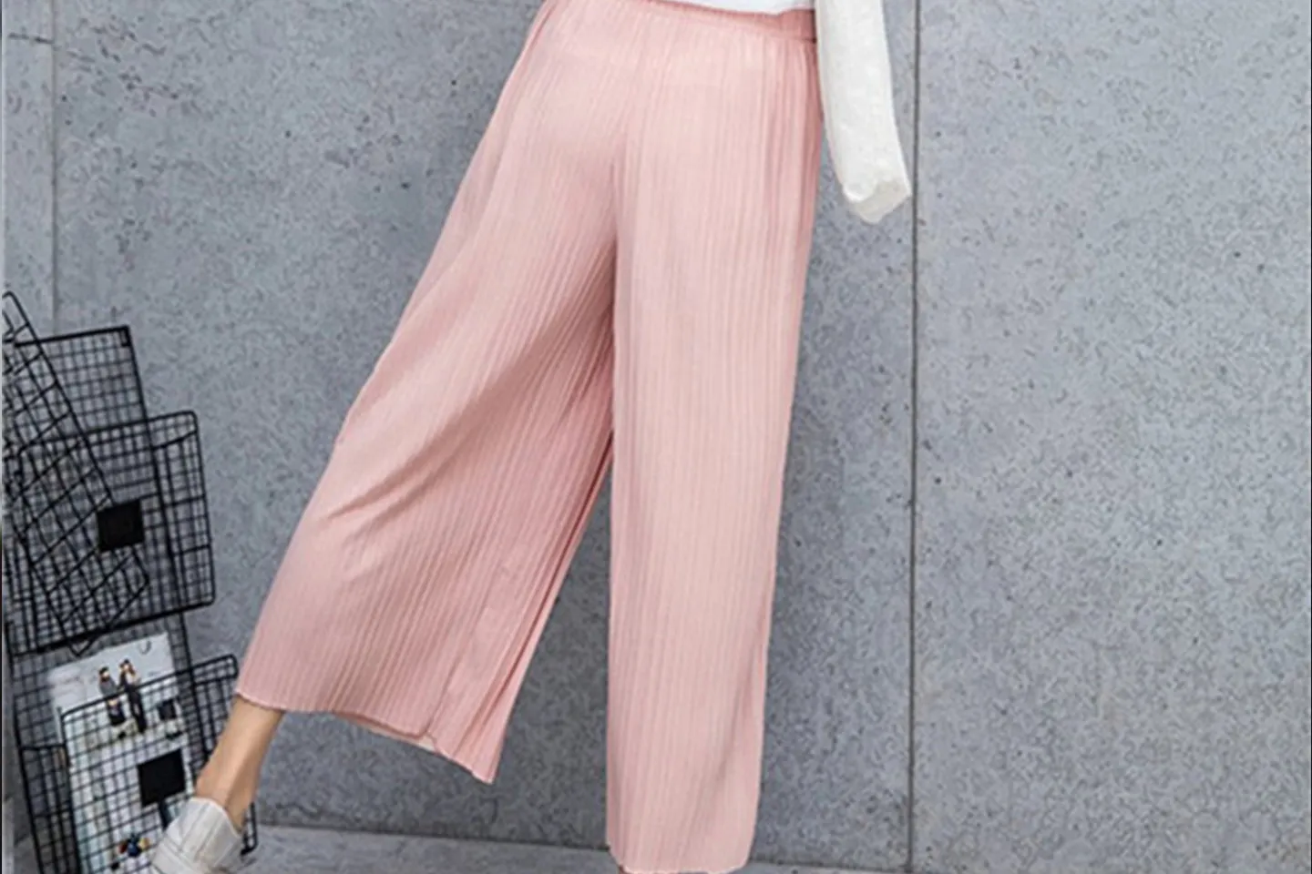 Pleated Chiffon Trousers Suit-dress High Leisure Women Nine Part Pants