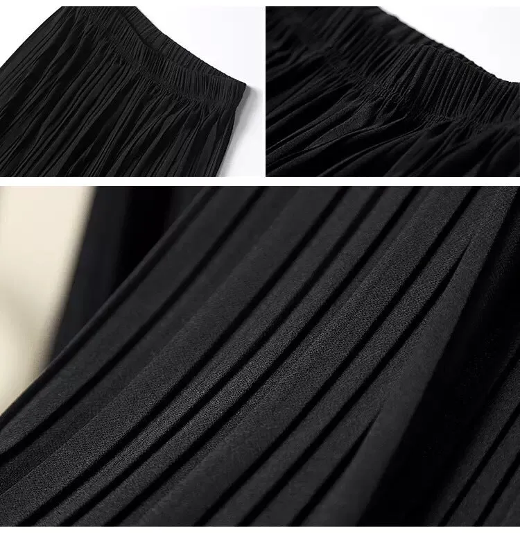 Pleated Chiffon Trousers Suit-dress High Leisure Women Nine Part Pants