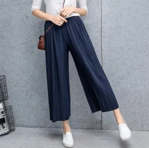 Pleated Chiffon Trousers Suit-dress High Leisure Women Nine Part Pants