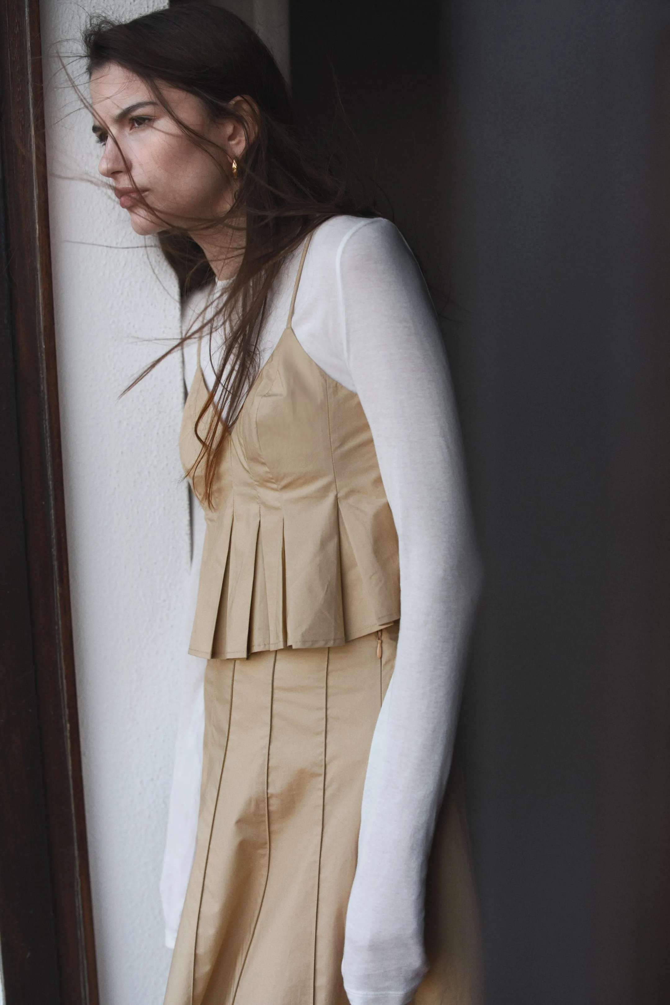 Pleated strappy top