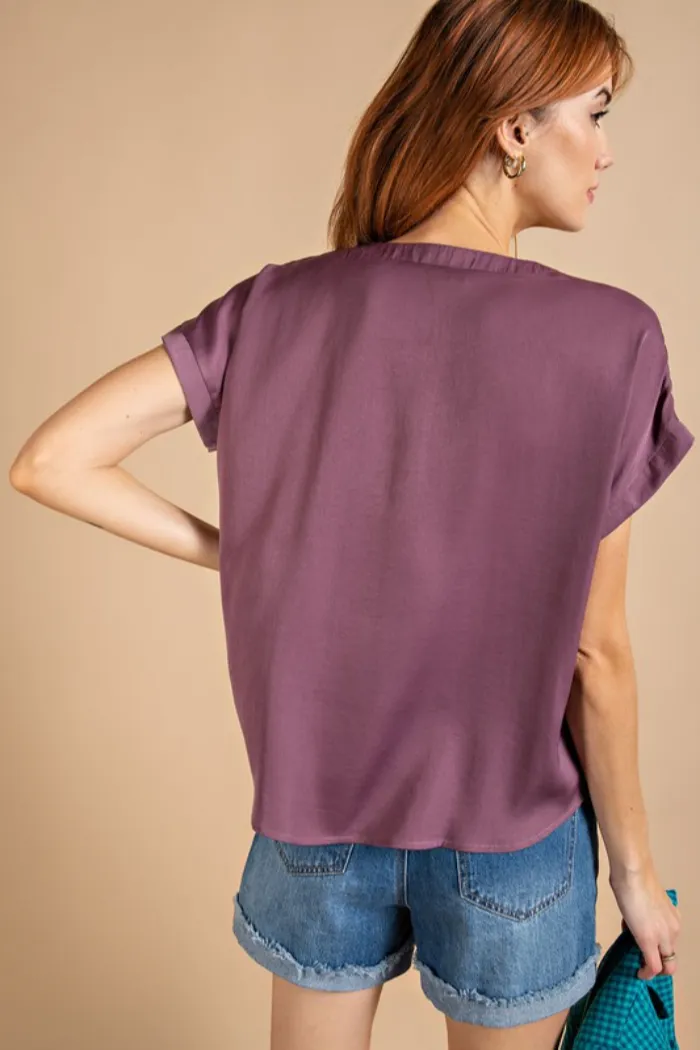 Plum V-Neck Blouse