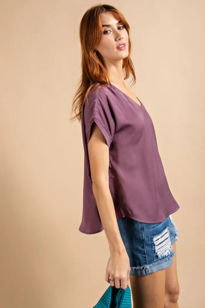 Plum V-Neck Blouse