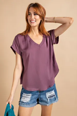 Plum V-Neck Blouse