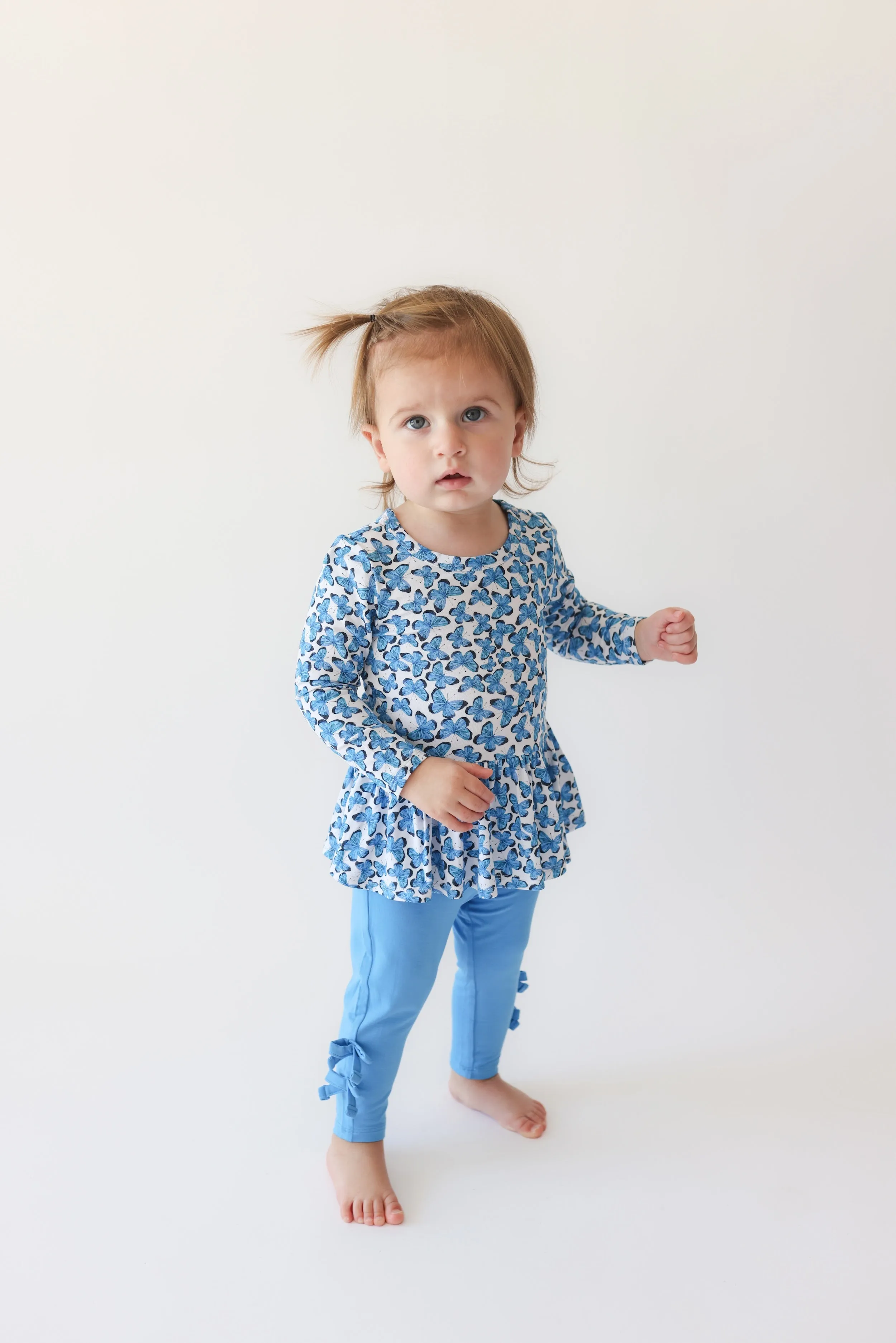 Posh Peanut Nayeli Long Sleeve Peplum Top & Legging With Bows