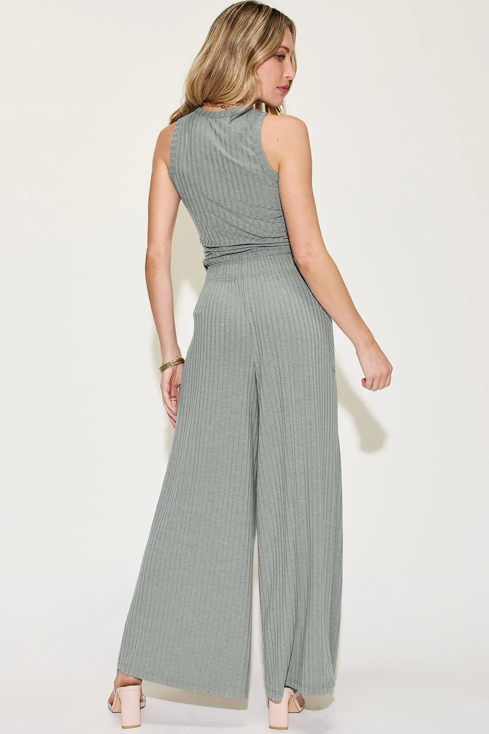 PREORDER Ribbed Tank and Wide Leg Pants Set 5 Colors
