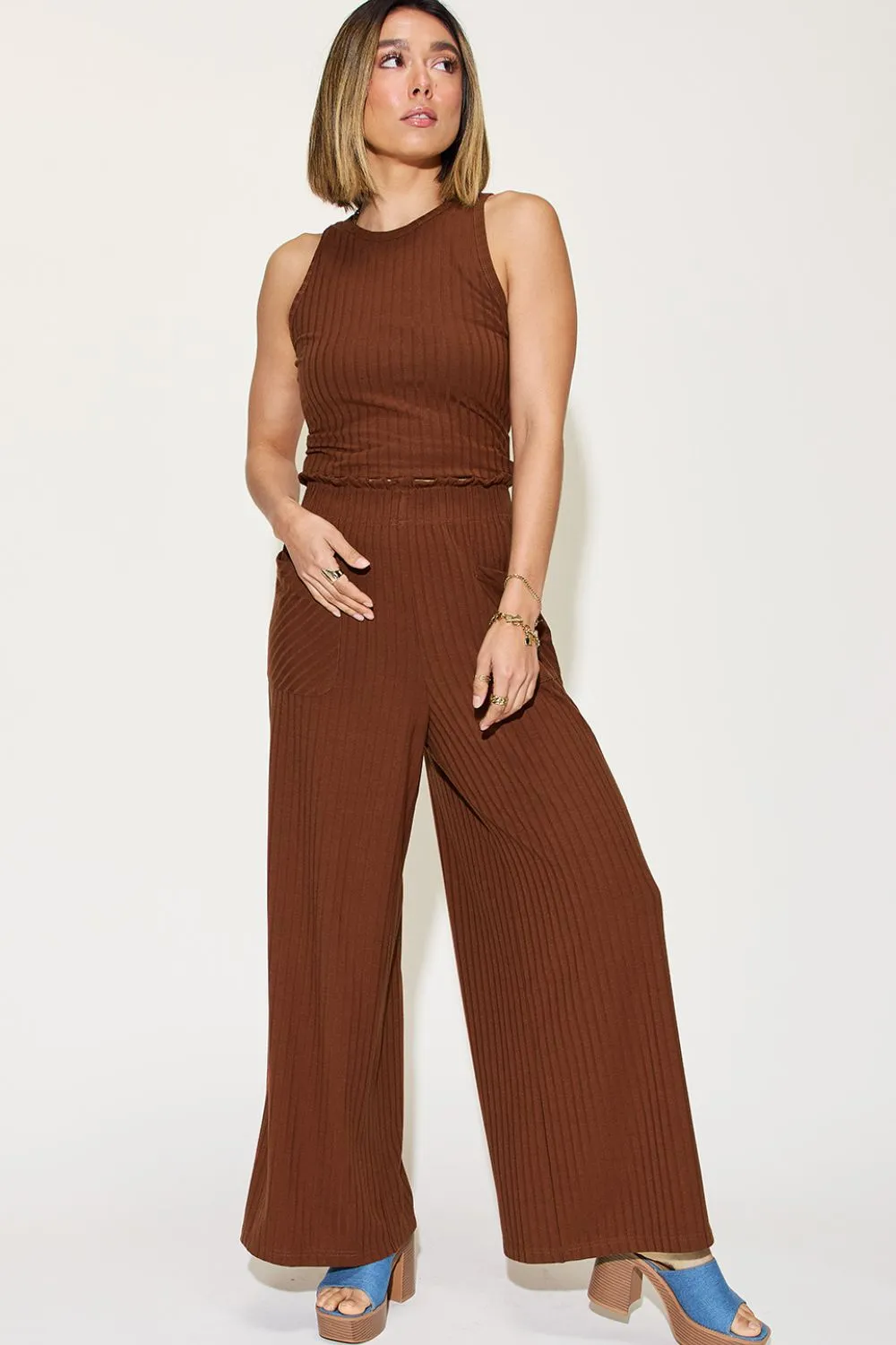 PREORDER Ribbed Tank and Wide Leg Pants Set 5 Colors