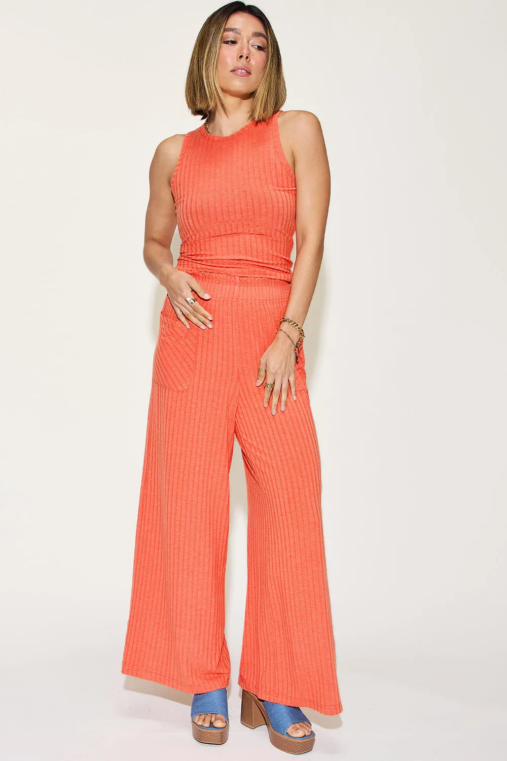 PREORDER Ribbed Tank and Wide Leg Pants Set 5 Colors
