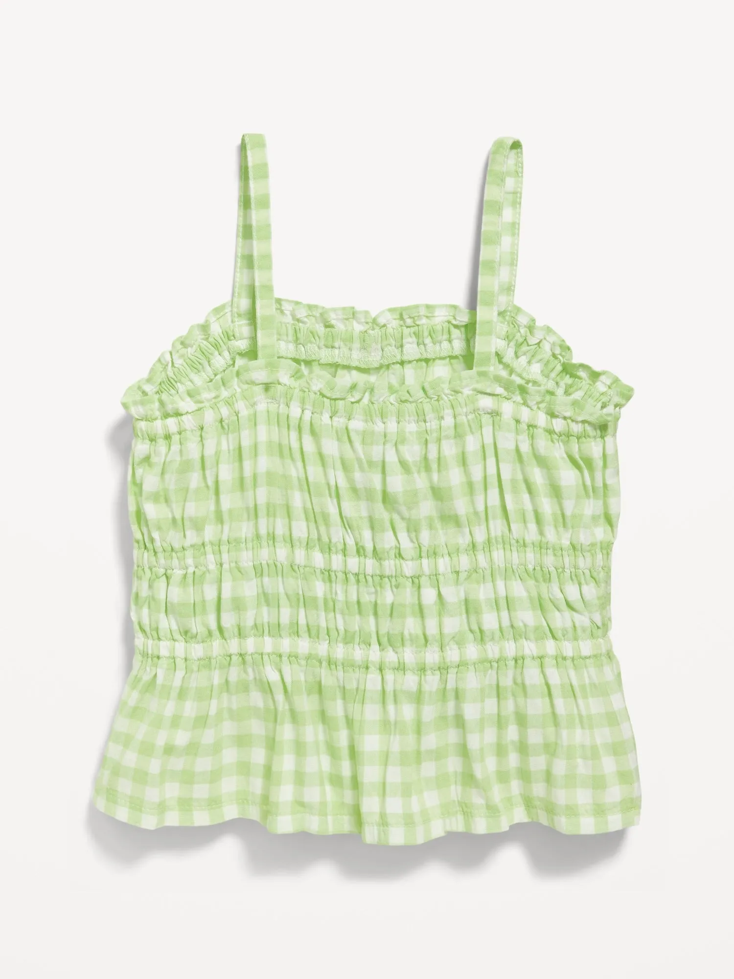 Printed Sleeveless Smocked Peplum Top for Toddler Girls