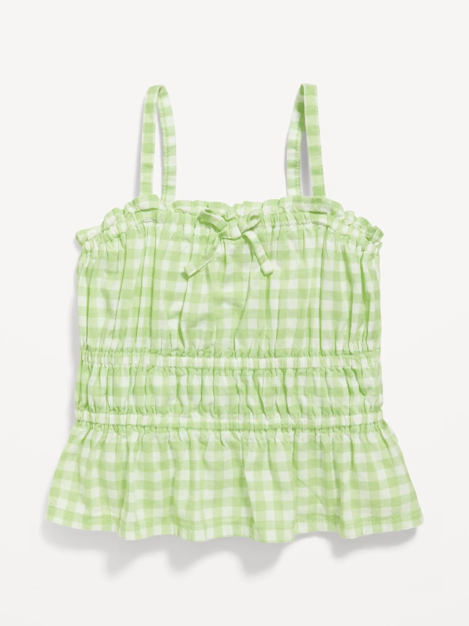 Printed Sleeveless Smocked Peplum Top for Toddler Girls