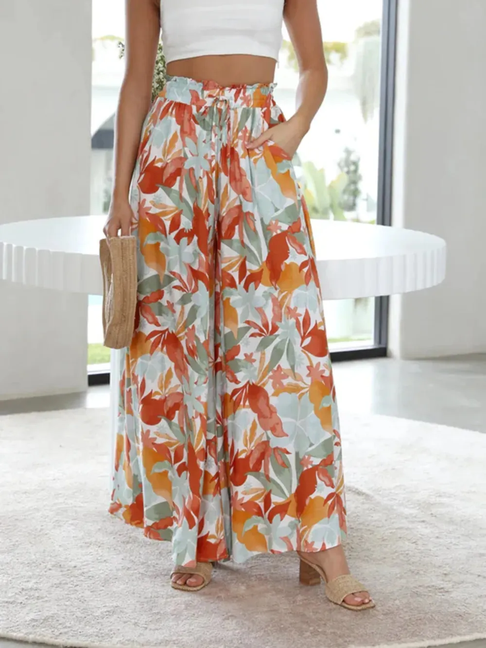 Printed Wide Leg Pants