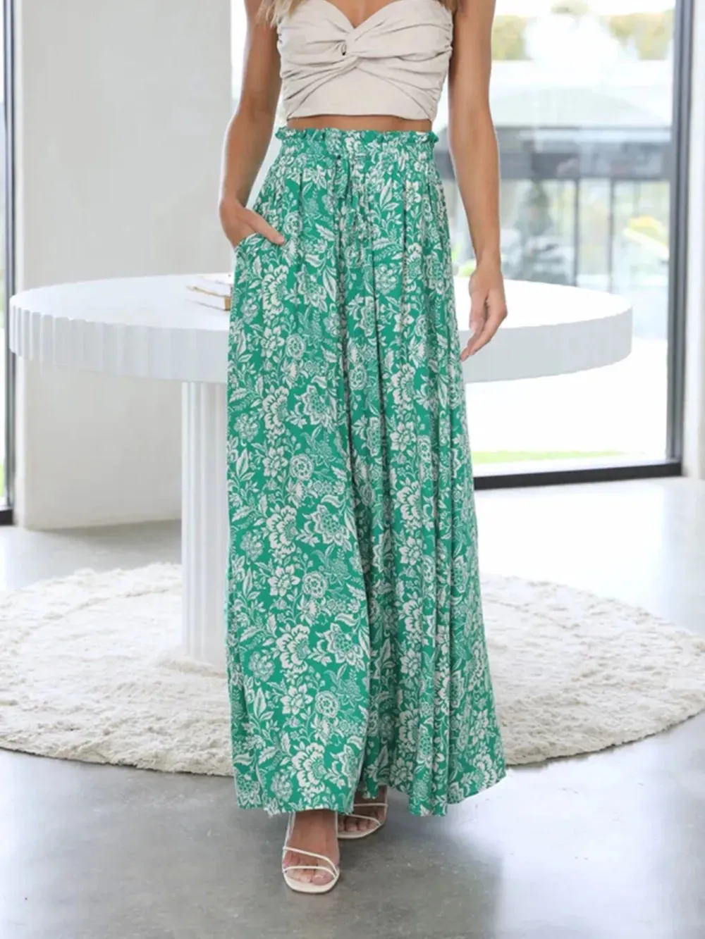 Printed Wide Leg Pants