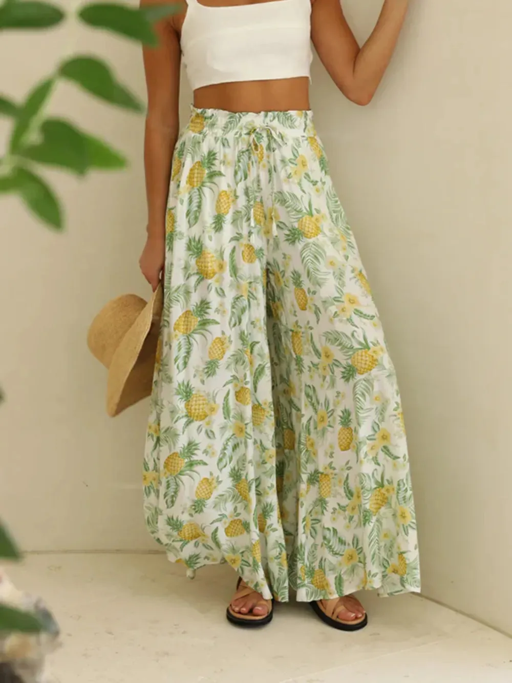 Printed Wide Leg Pants