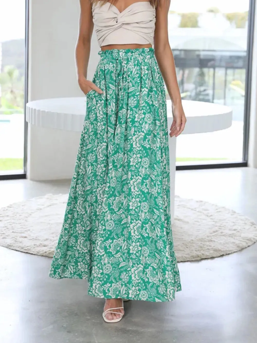 Printed Wide Leg Pants