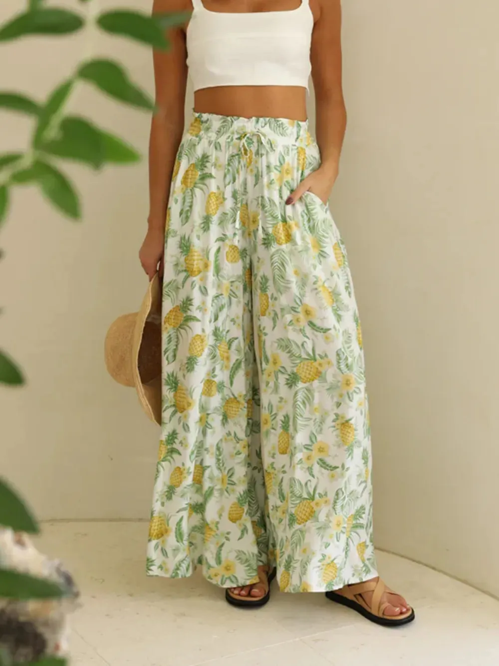 Printed Wide Leg Pants