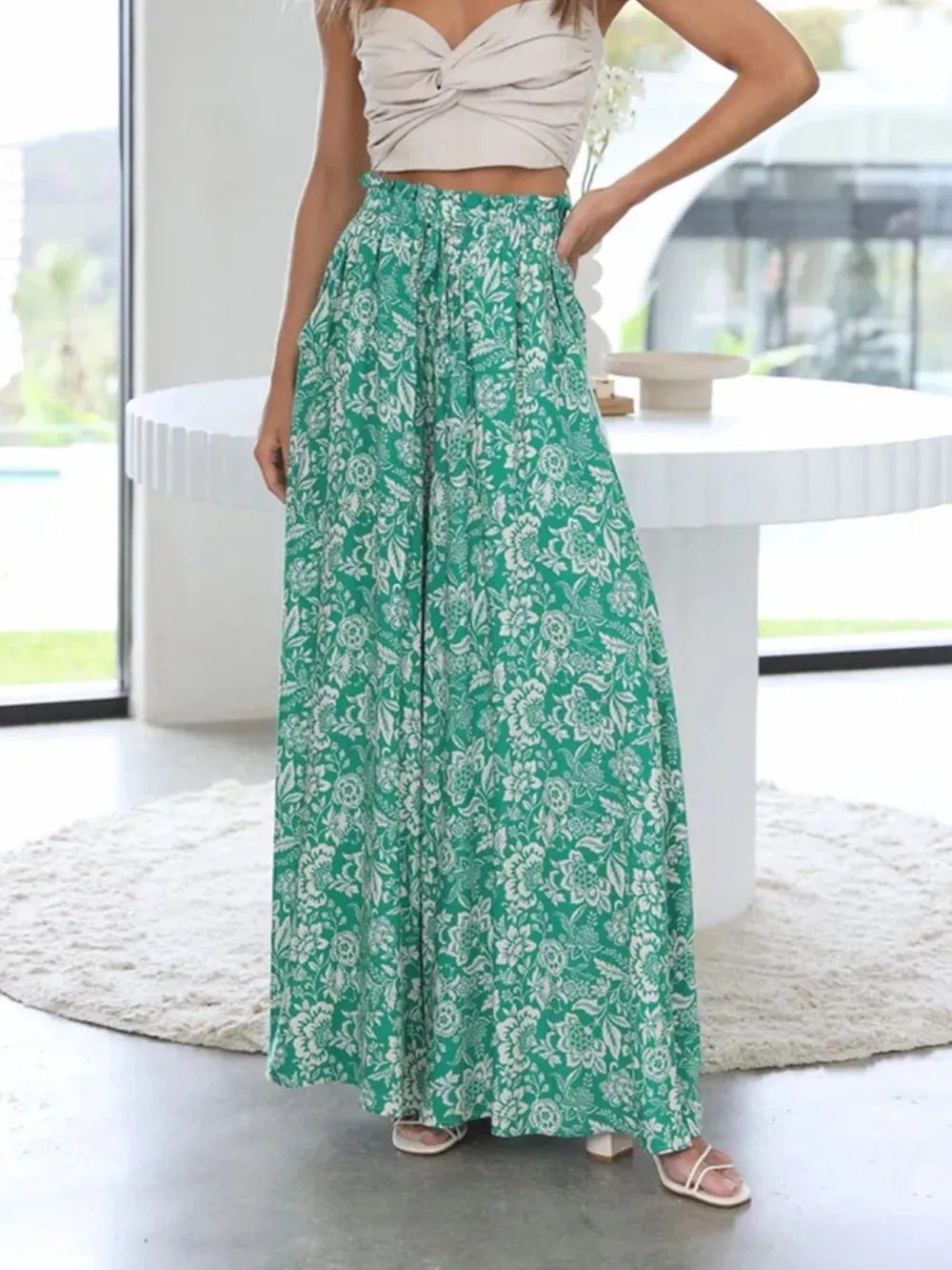 Printed Wide Leg Pants