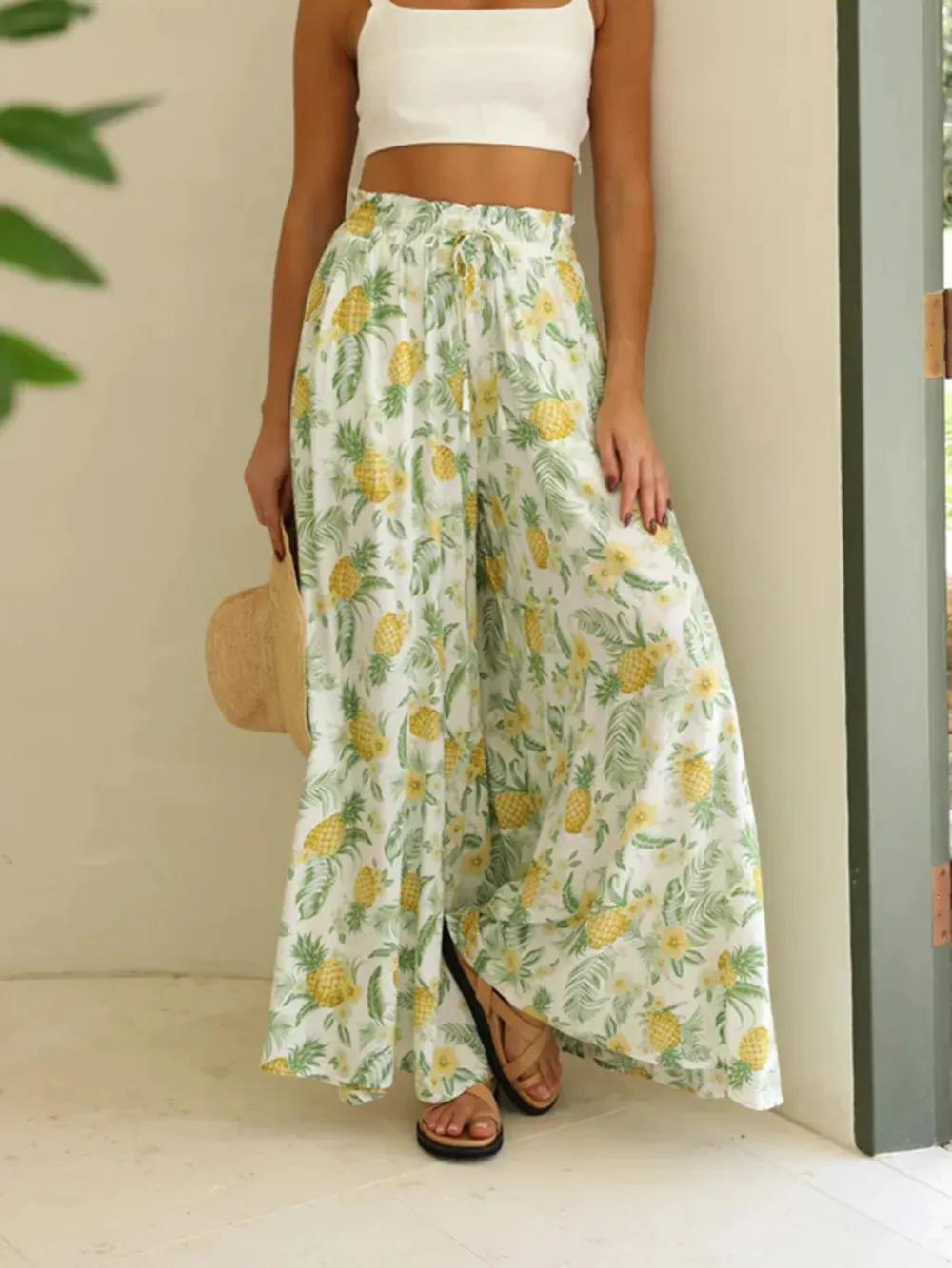 Printed Wide Leg Pants