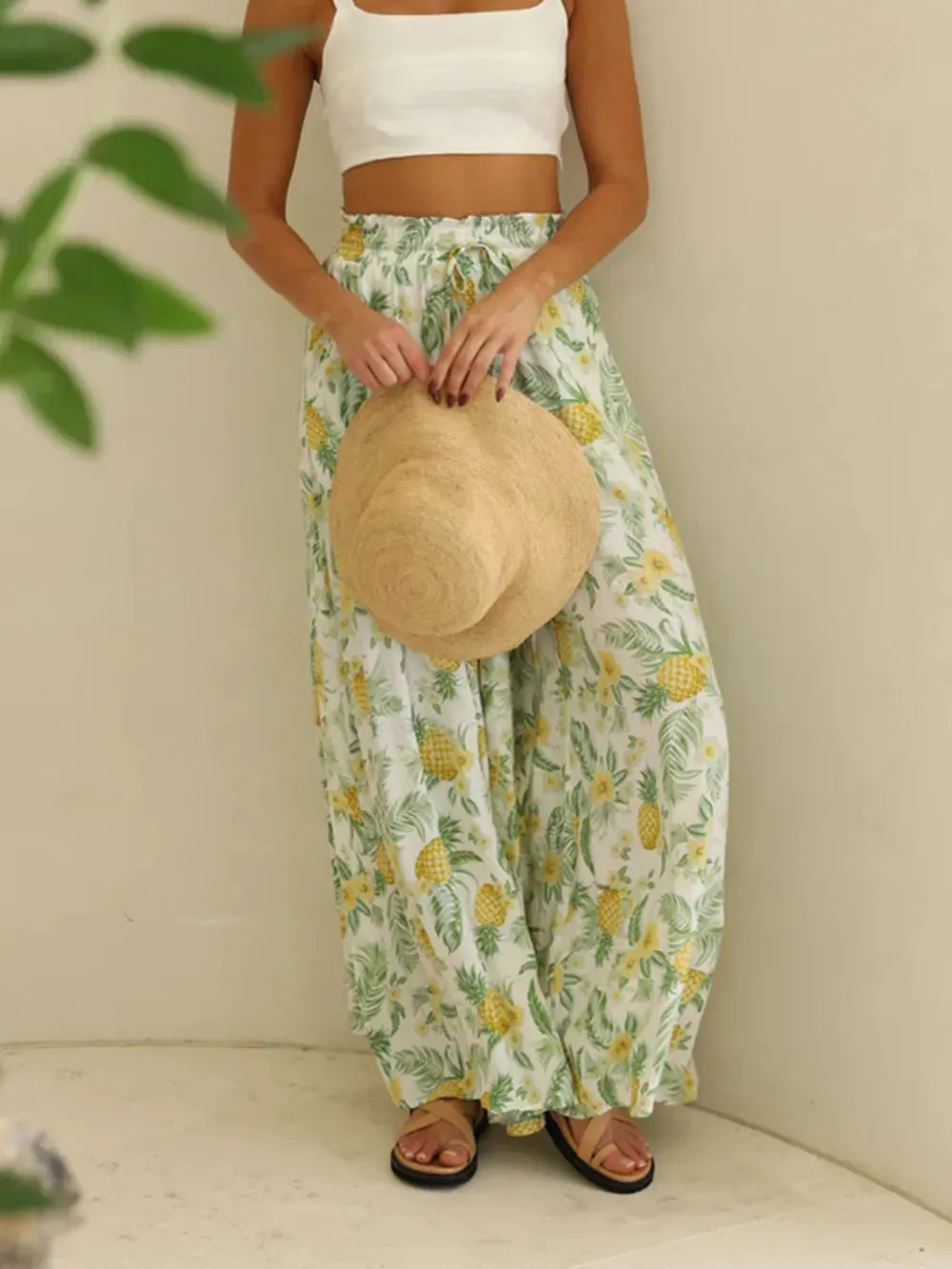Printed Wide Leg Pants