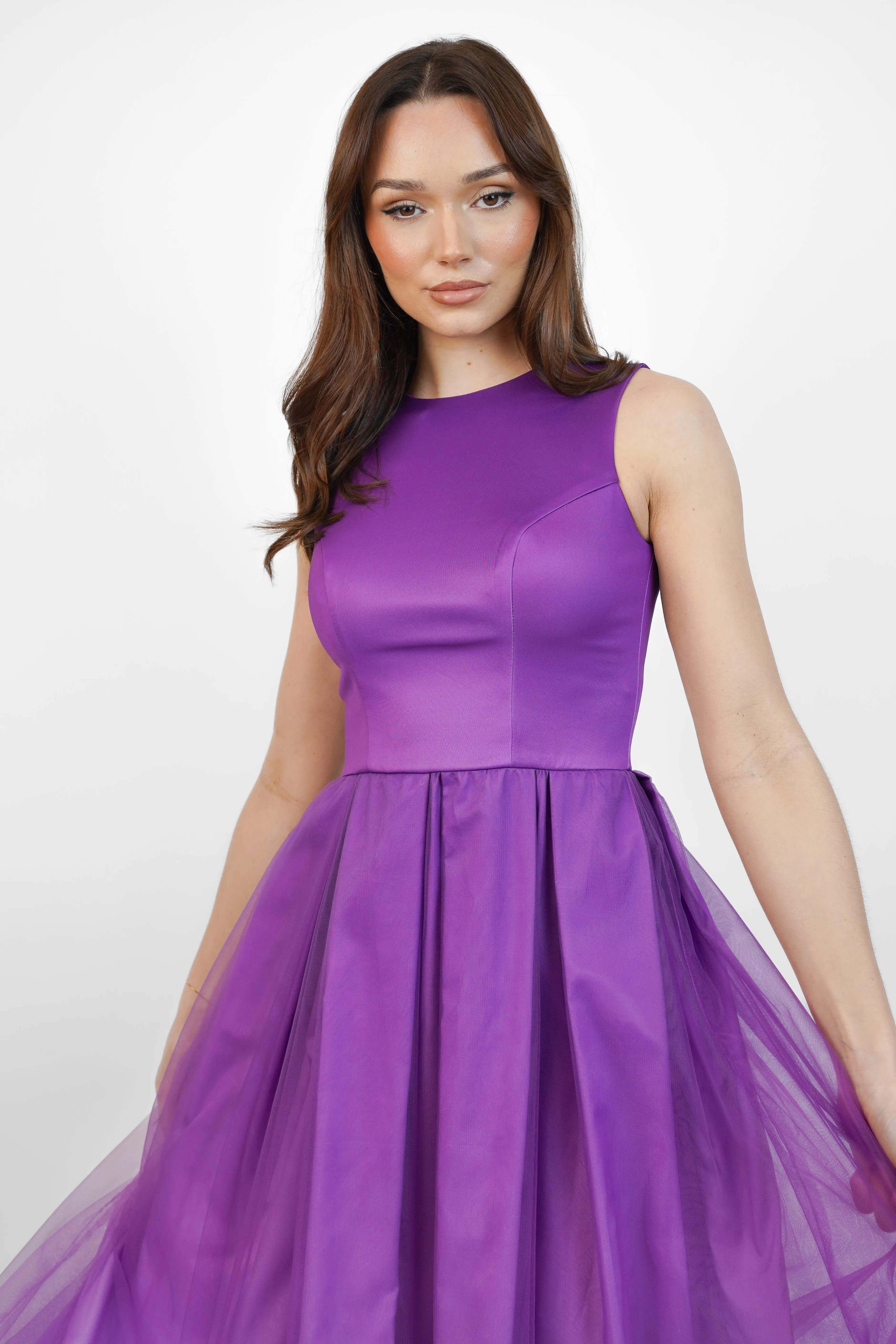 Purple Ombre Tulle Midi Dress