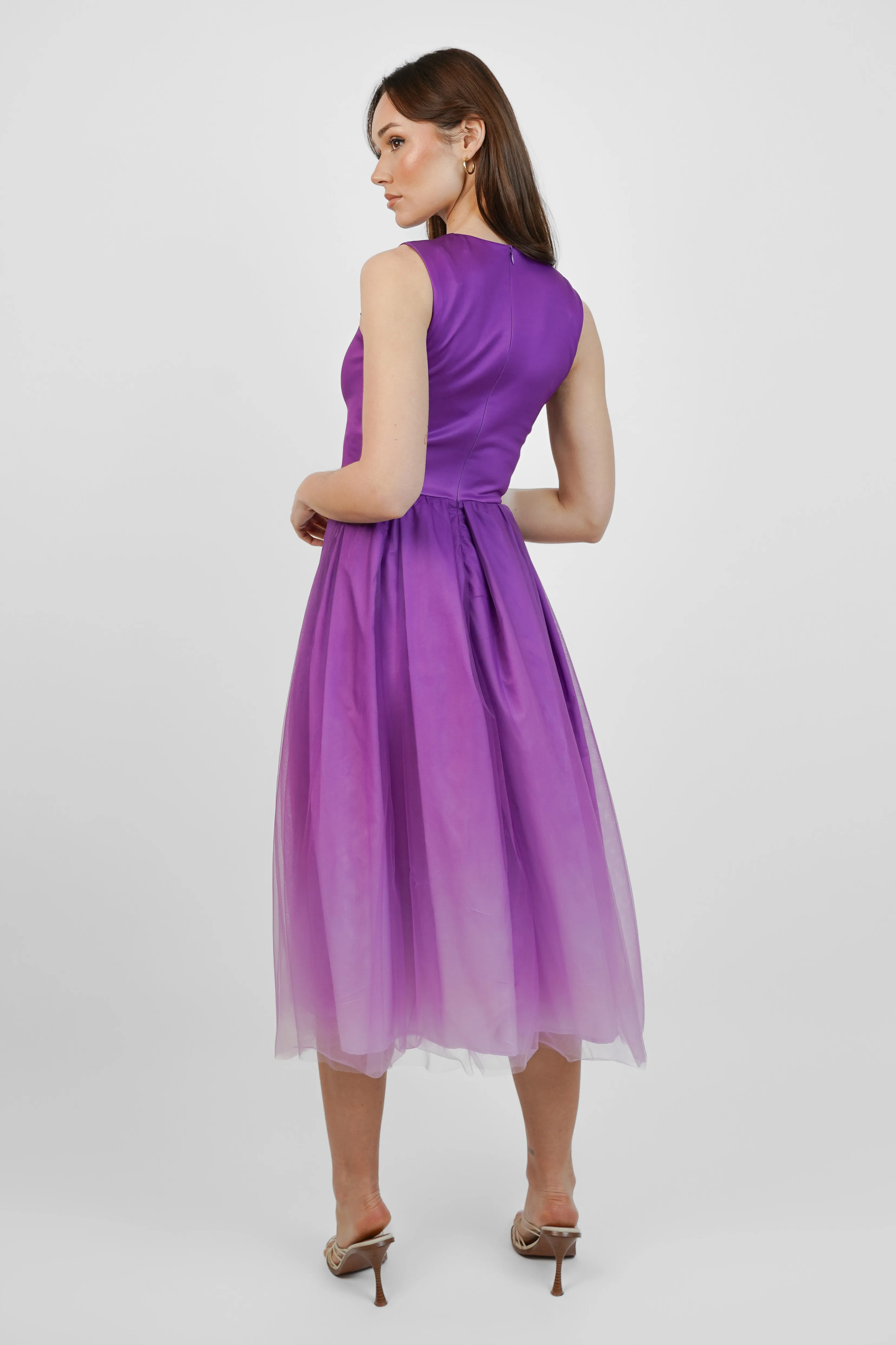 Purple Ombre Tulle Midi Dress