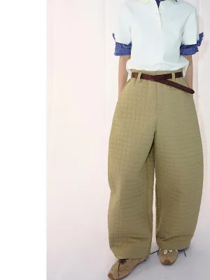 Quilted Wide-Leg Pants