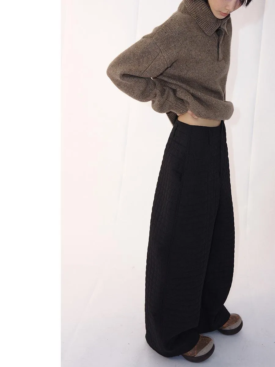 Quilted Wide-Leg Pants