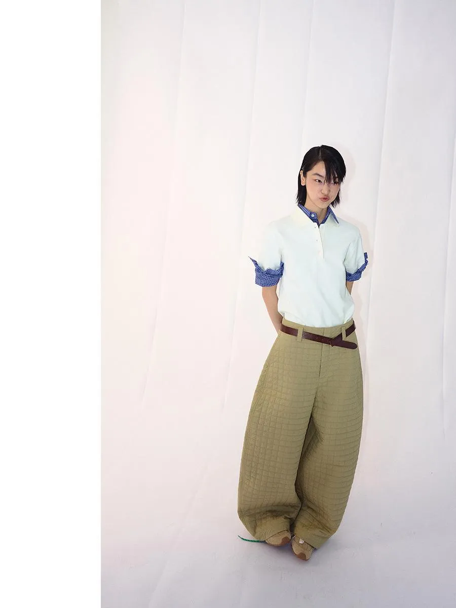 Quilted Wide-Leg Pants