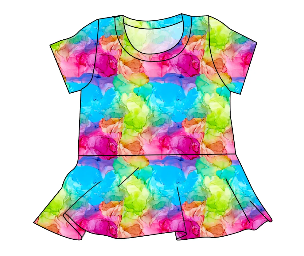 Rainbow Splash Ladies' Peplum Top