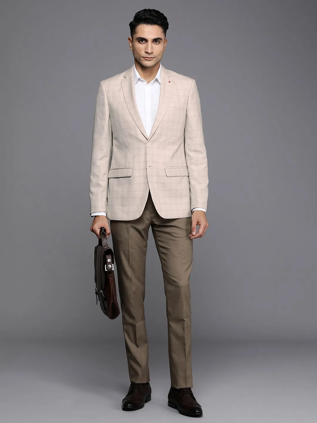 Raymond Contemporary Fit Single-Breasted Checked Formal Blazers
