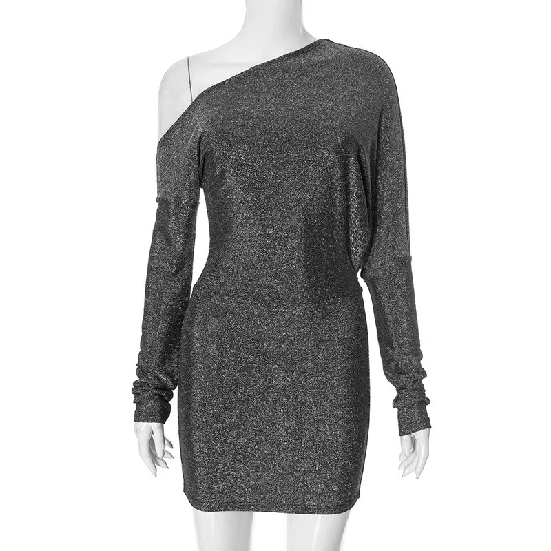 REALAIOT  Sanhu Lianjiang Q24DS648 2025 women's clothing solid color slanted shoulder sexy waist hip-wrapped Spice Girl short skirt cross-border wholesale