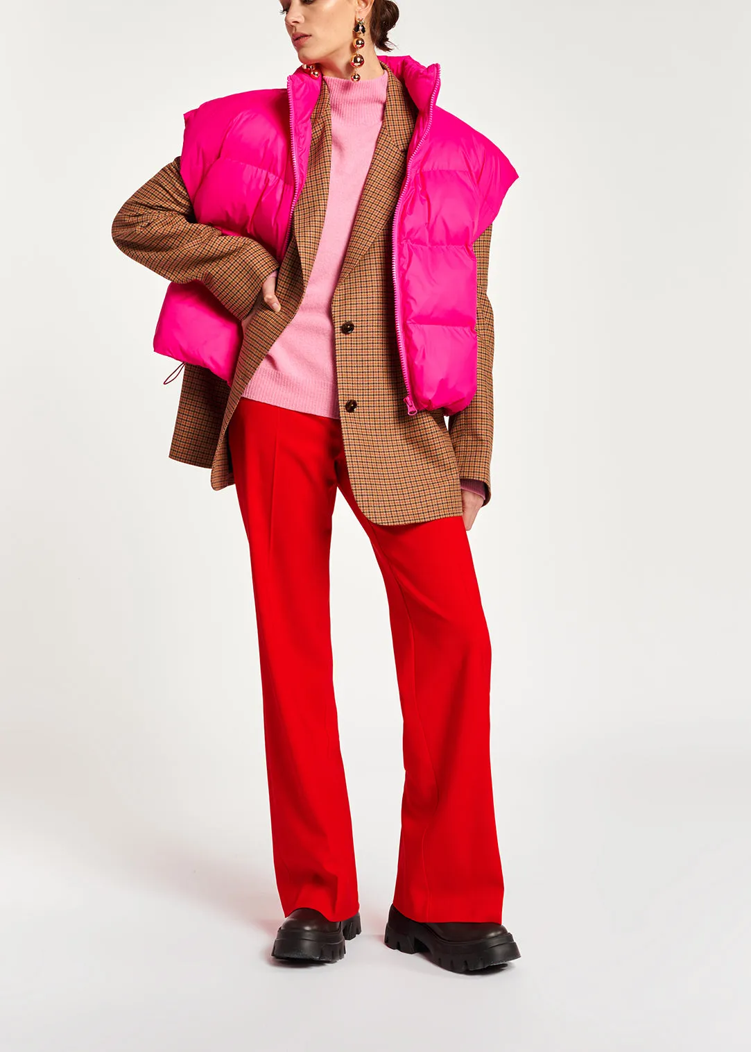 Red wide-leg high waist pants