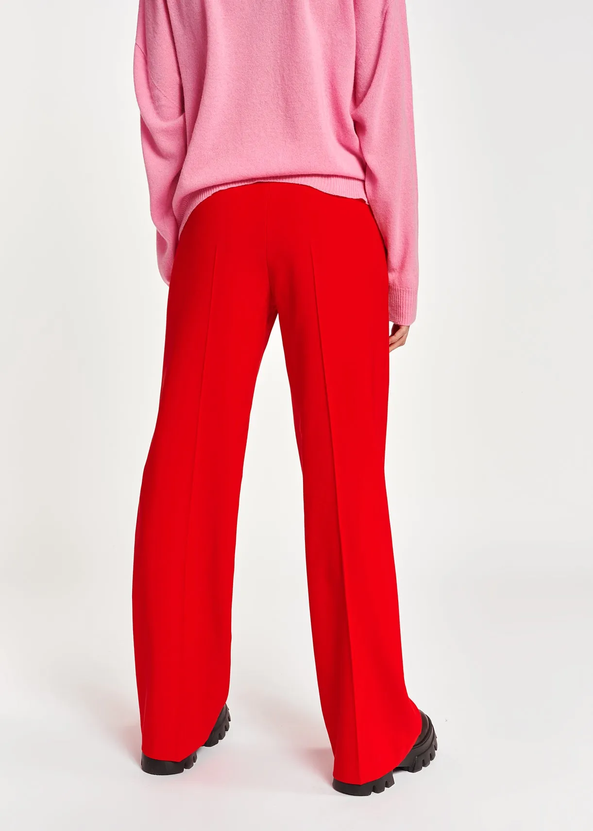 Red wide-leg high waist pants
